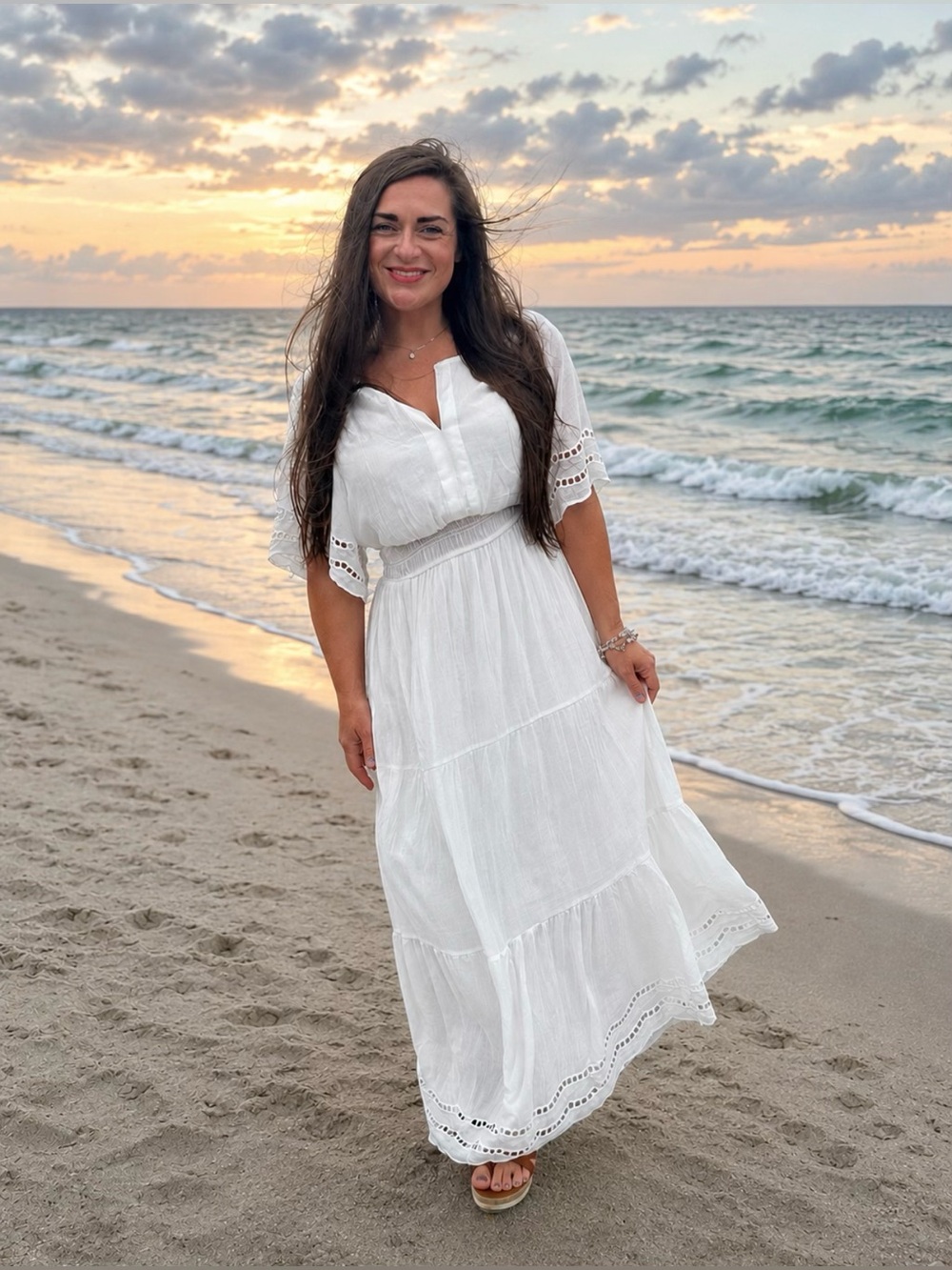 Worn once White Boho Eyelet Maxi Dress